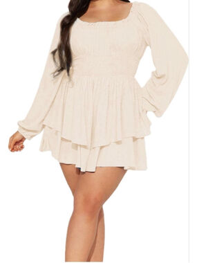 NEW Plus Size Off Shoulder Ruffle Flowy Long Sleeve Shorts Romper 2X